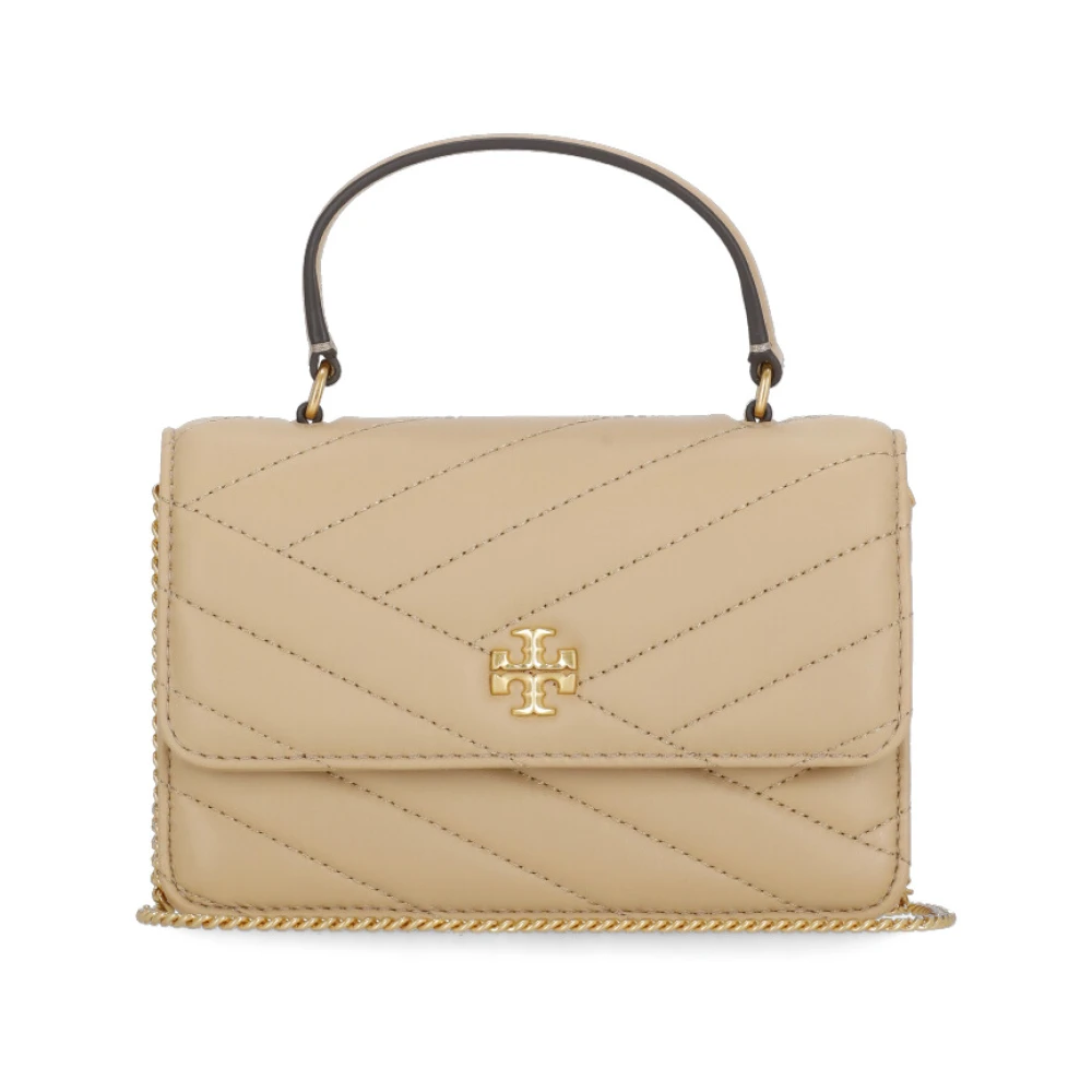 TORY BURCH Beige Leren Portemonnee met Kettingriem Beige Dames