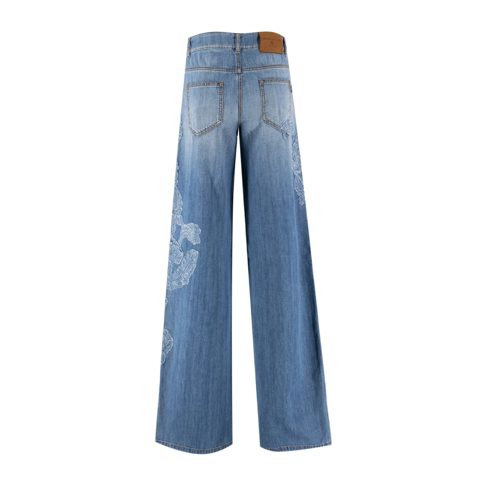 Ermanno Scervino Handgemaakte Denim Palazzo Broek Blue Dames
