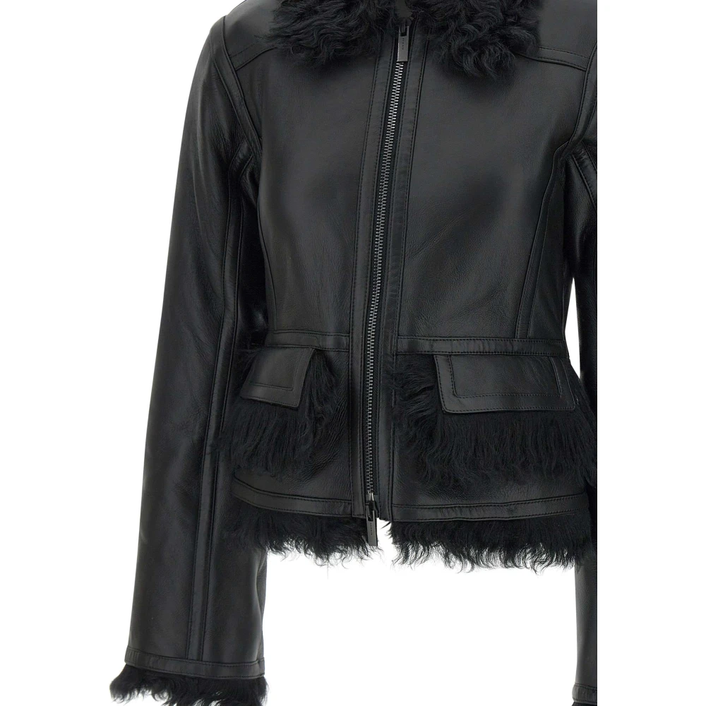 Remain Birger Christensen Zwarte Lamsvacht Jas Black Dames