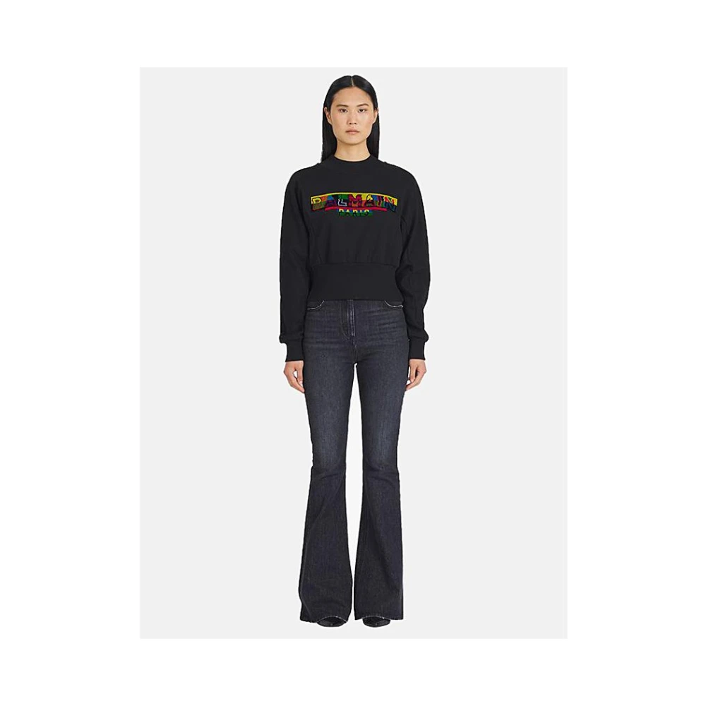 Balmain Zwarte Katoenen Sweatshirt Black Dames