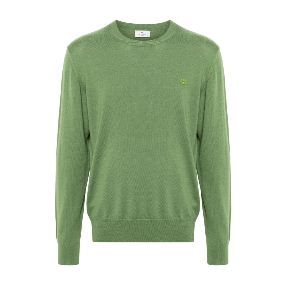 Etro Pegasus Motiv Stickad Tröja Grön Green, Herr