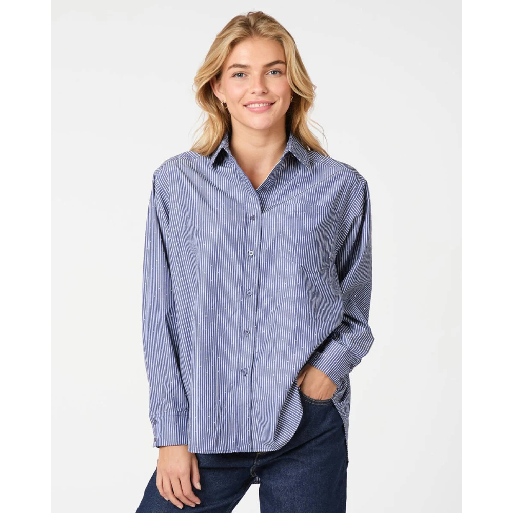 NEO NOIR Streep Steen Shirt Blue Dames