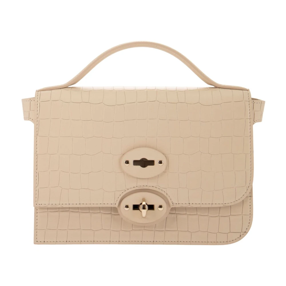 Zanellato Cayman Leren Crossbody Tas Brown Dames