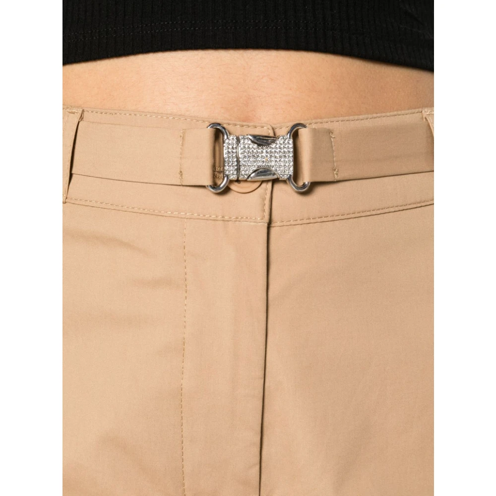 Liu Jo Beige Katoenen Rechte Hoge Taille Broek Beige Dames