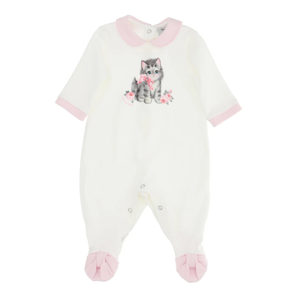 Monnalisa Boys White Bodies & Sets, 1 M, Interlock Cotton Onesie