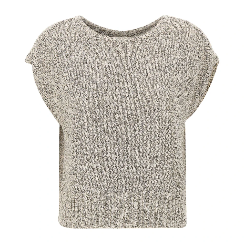 Kangra Round-Neck Knitwear, Female, Xs, Sequin-Embellished Sleeveless Jumper Gray