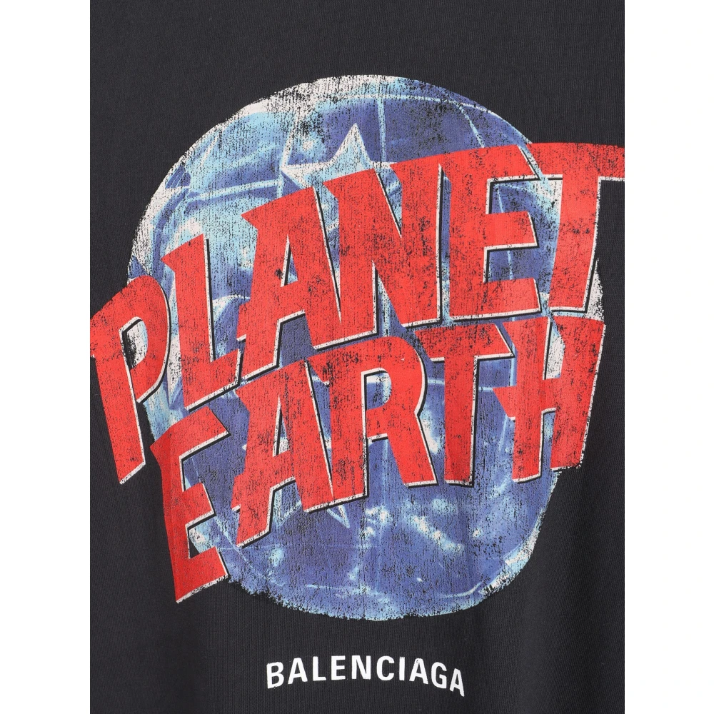 Balenciaga T-shirt met grafische print en oversized pasvorm Black Heren