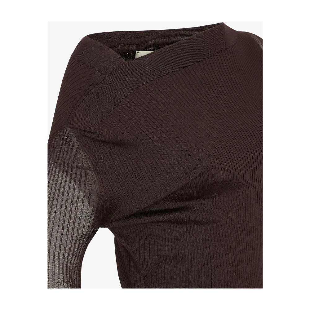 Fendi Paarse Longuette Jurk met Asymmetrische Halslijn Purple Dames