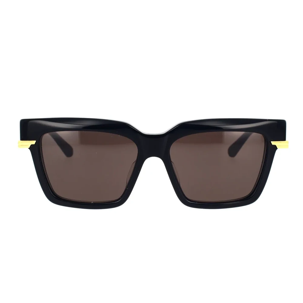 Bottega Veneta Women's Black/Gold Minimalist Sunglasses Rectangular