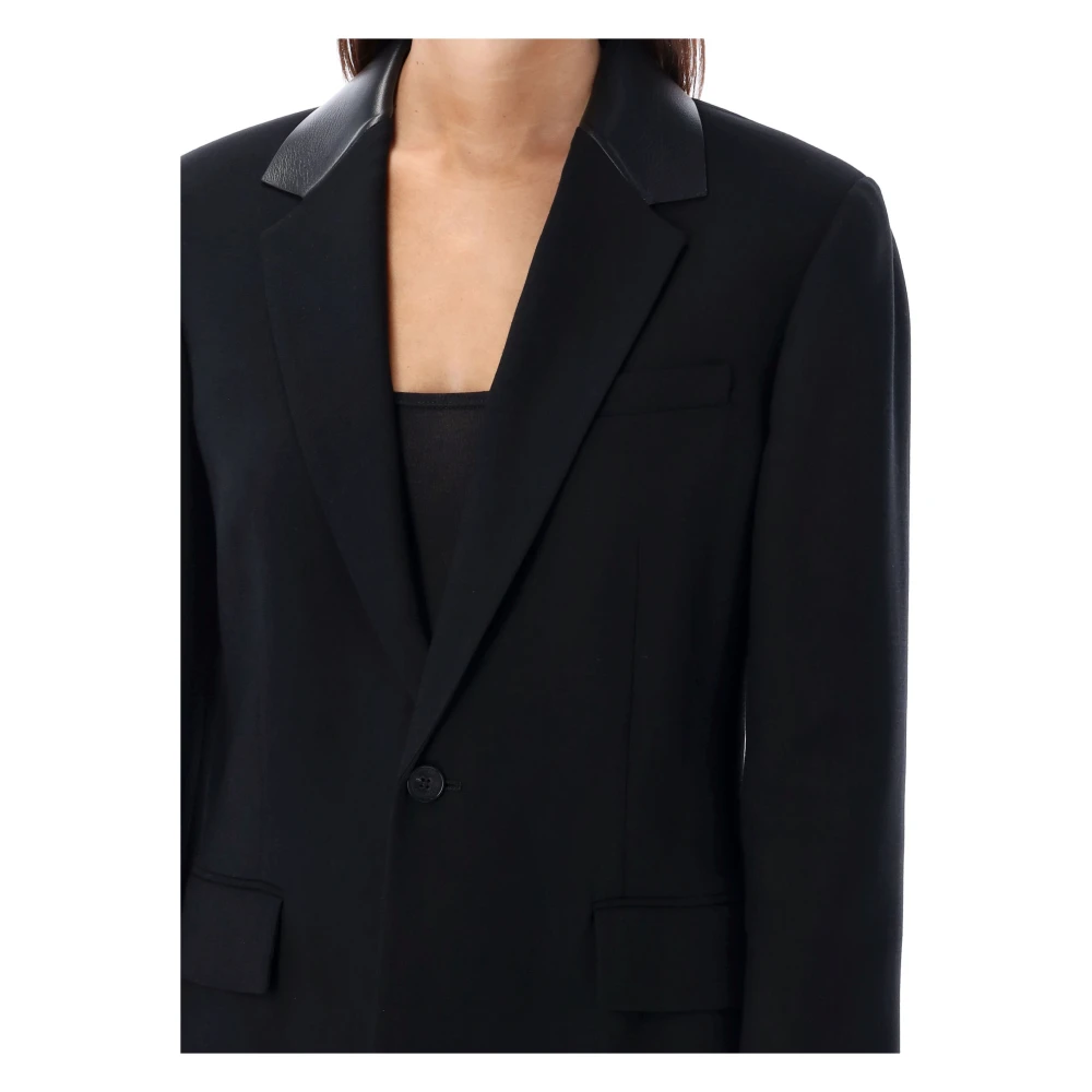 Ralph Lauren Zwarte Blazer met Lederen Afwerking Black Dames