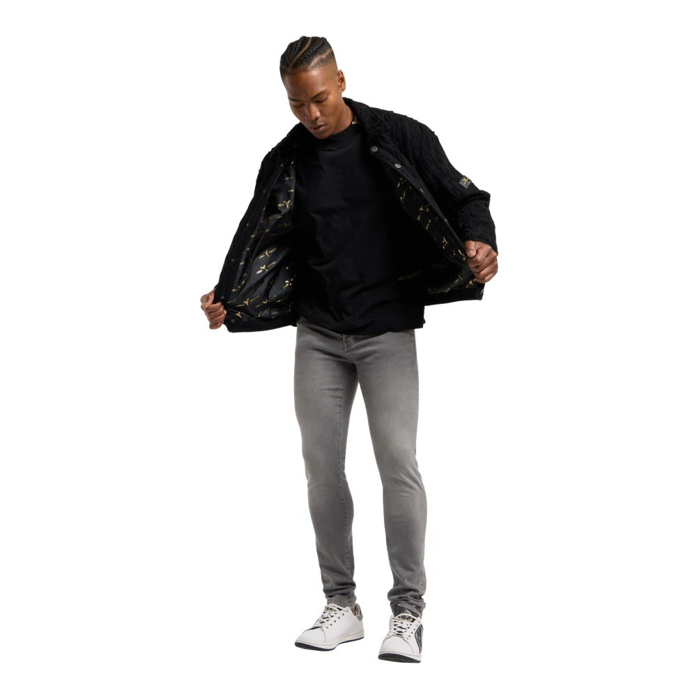 carlo colucci Luxe Gebreide Blouson met Gouden Print Black Heren