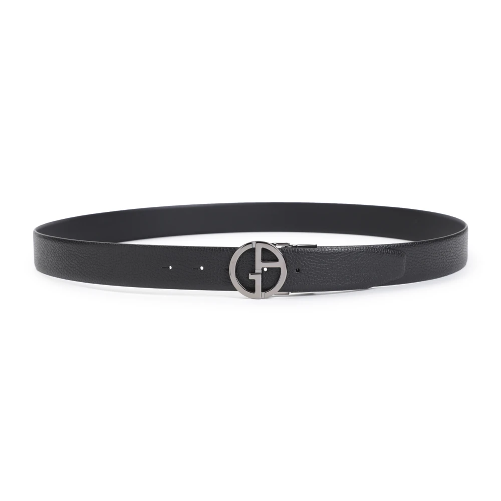 Giorgio Armani Zwarte Leren Riem Stijlvol Accessoire Black Heren