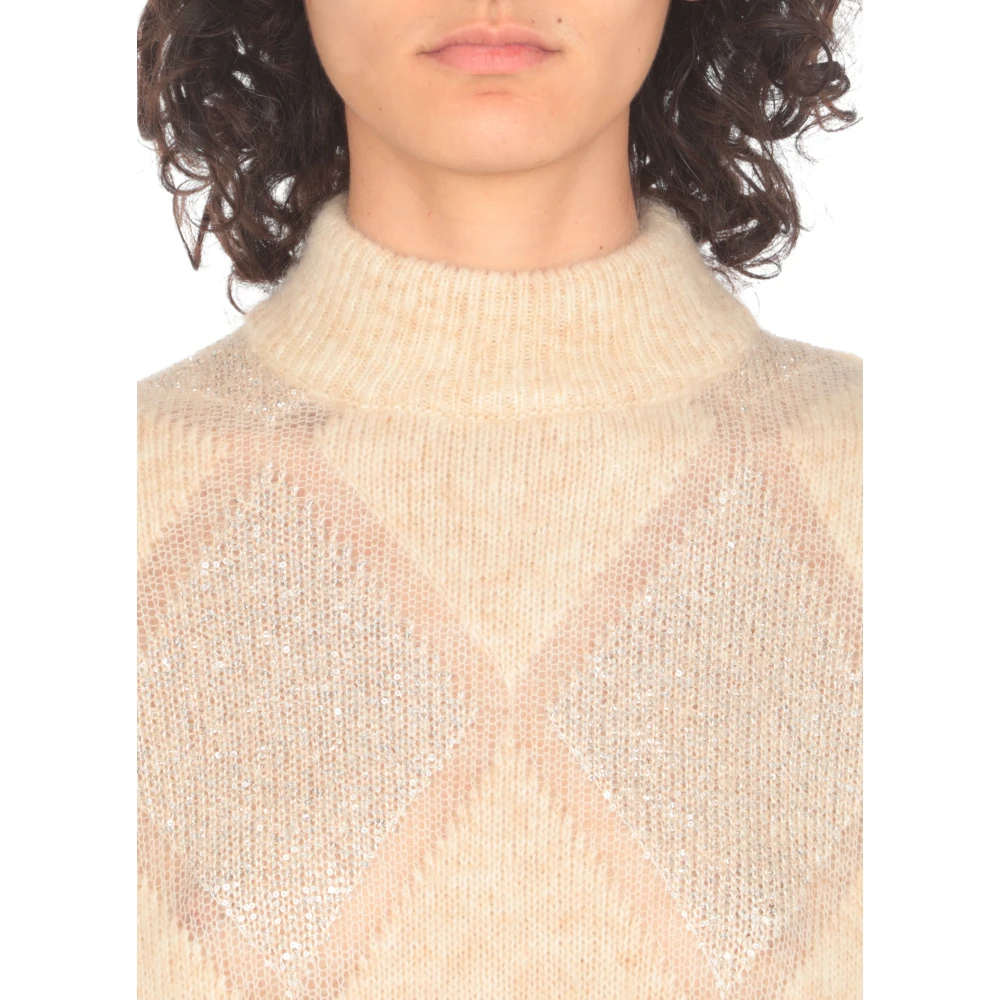 BRUNELLO CUCINELLI Paillet Wol Mohair Trui Vrouw Beige Dames