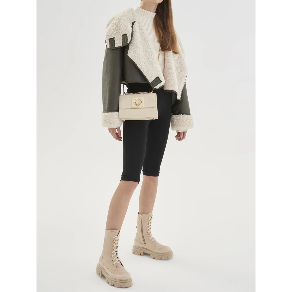 Kazar Geëtste leren tas Beige Dames
