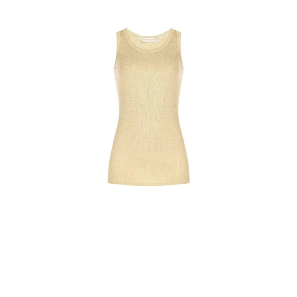 Rinascimento Räfflad Lurex Tank Top Yellow, Dam