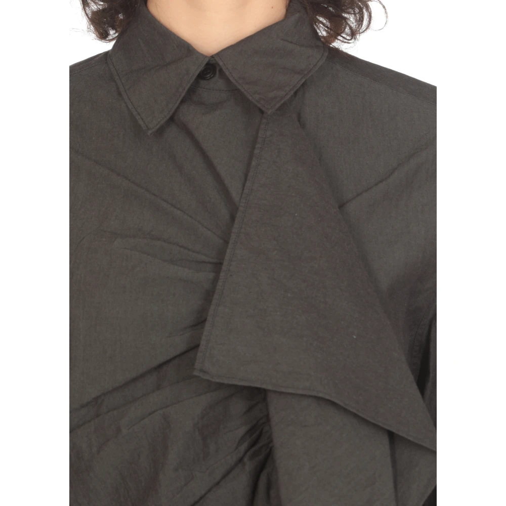 Y-3 Donkergrijze Katoenen Overhemd met Kraag Gray Dames