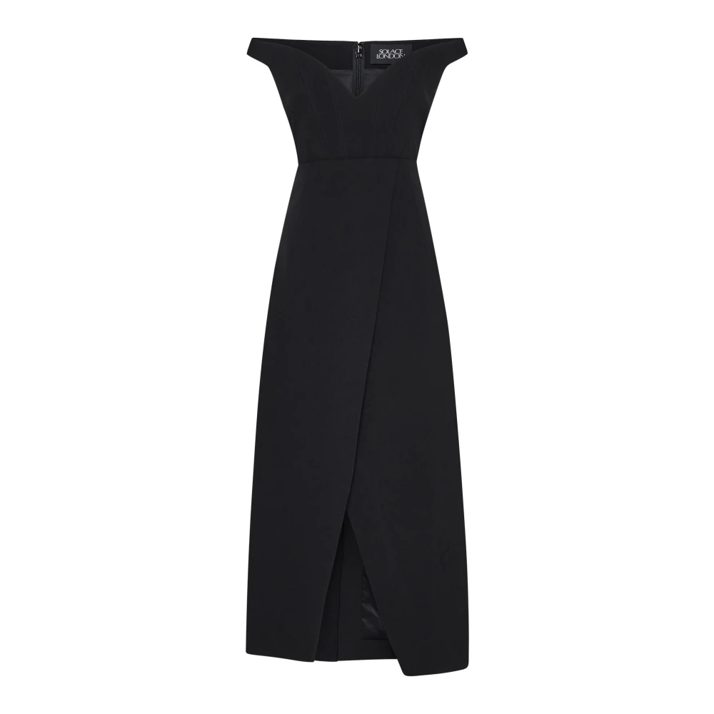 Solace London Zwarte Karter Midi Jurk Black Dames