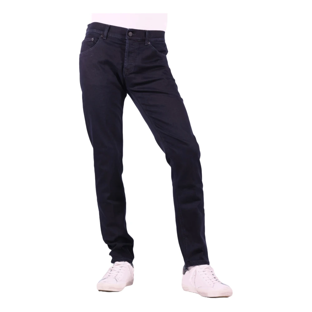 Dondup Zwarte Slim Fit Jeans met knoopsluiting Black Heren