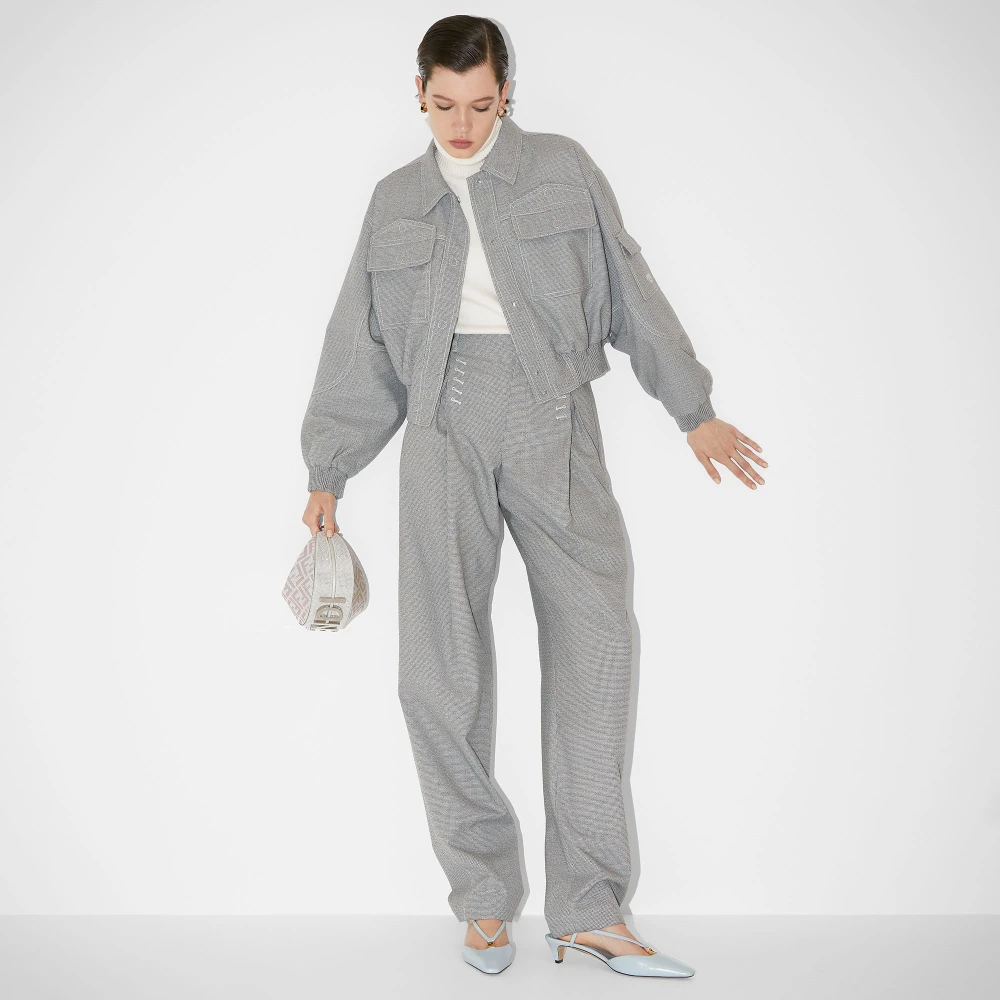 Fendi Kristalversierde Grijze Schoudertas Gray Dames