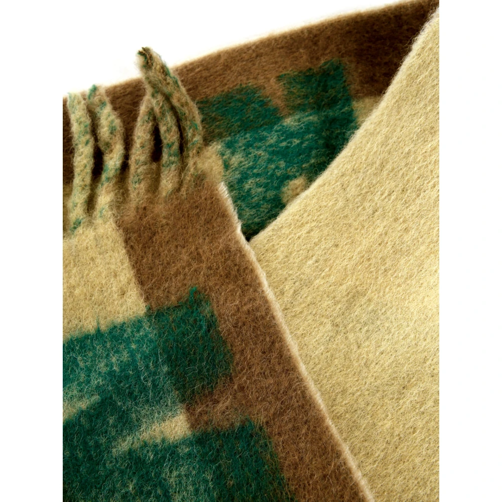 Marni Alpaca Wool Fringed Scarf Beige Heren
