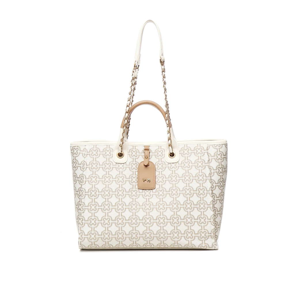 V73 Mujer Beige - Bolsa De La Compra Jacquard Personalizada Con Detalles Contrastantes - Bags - One Size