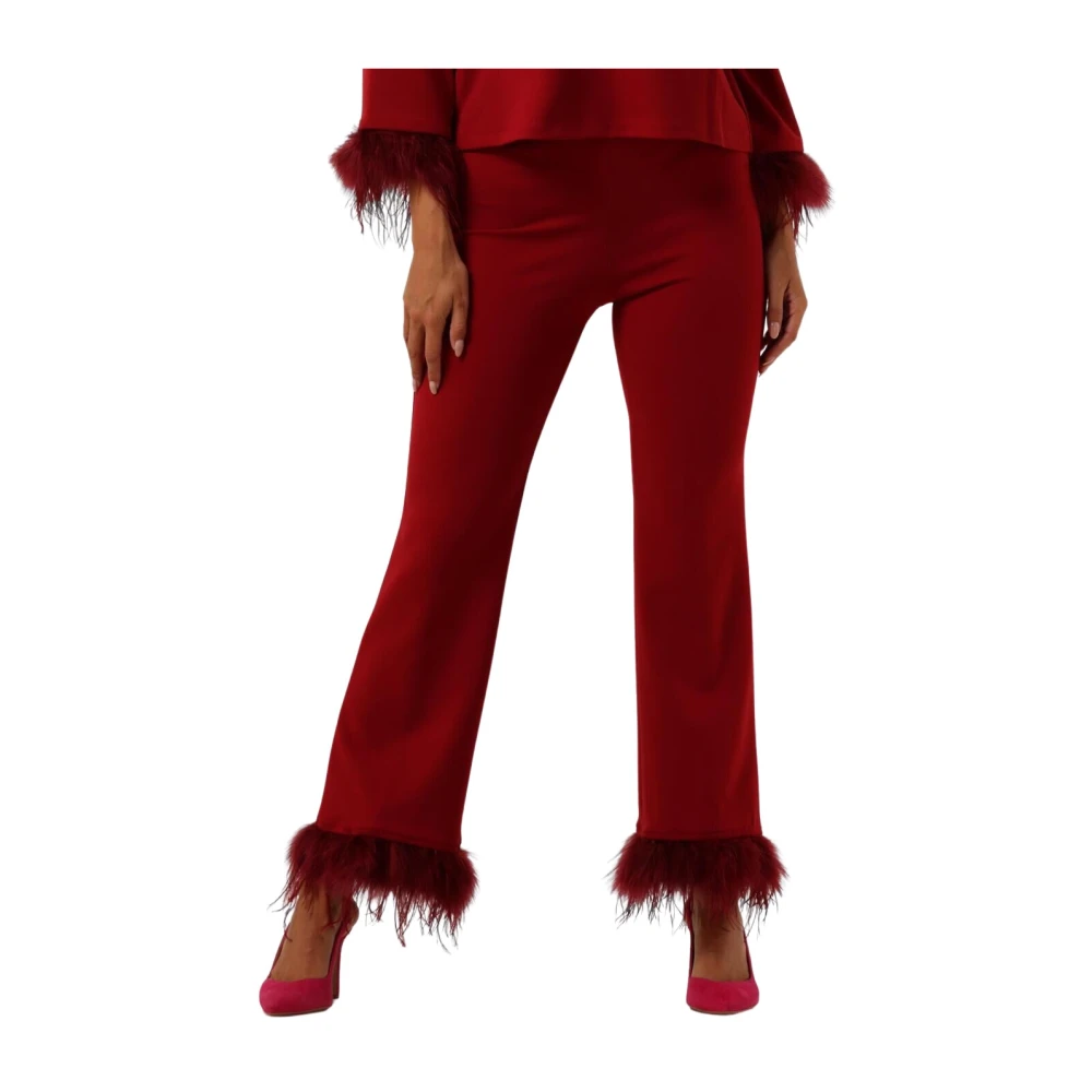 Ana Alcazar Rode Elegante Broek met Veren Red Dames