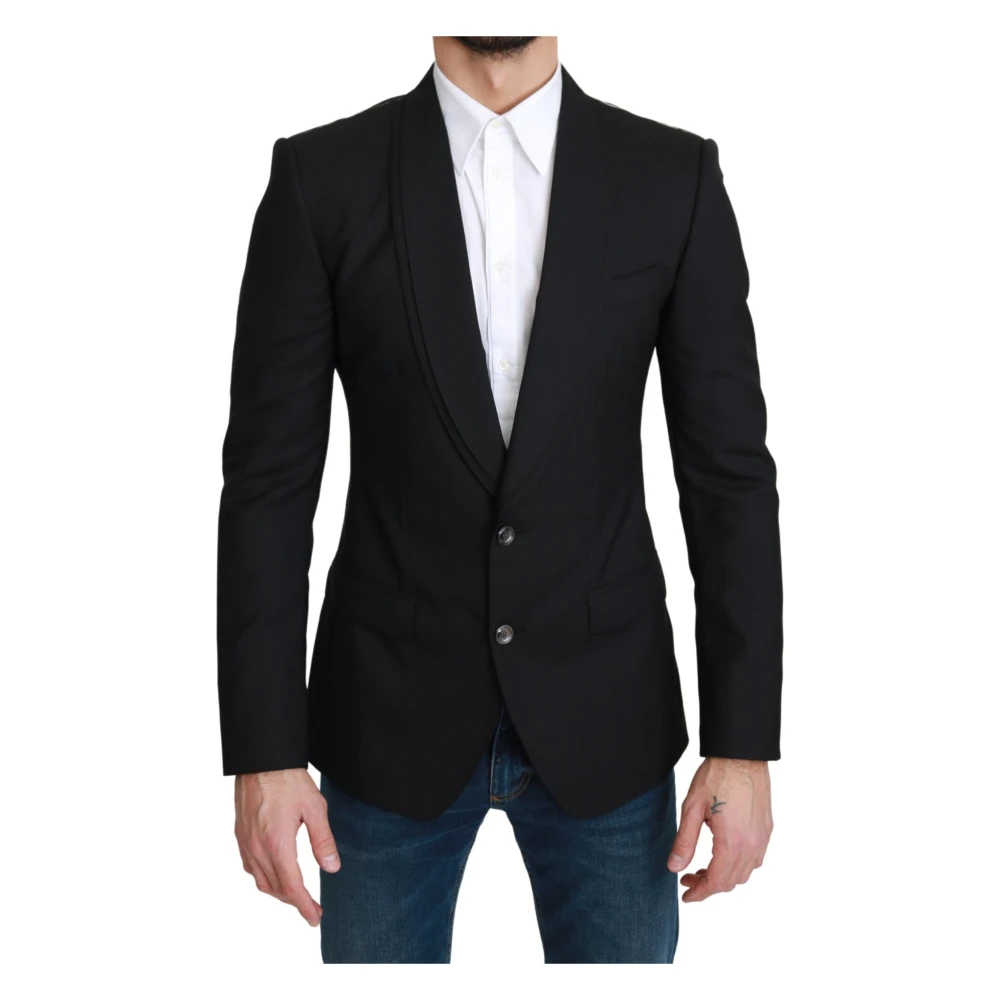 Dolce & Gabbana Mannelijk Zwart Single Breasted Formal Wool Blazer