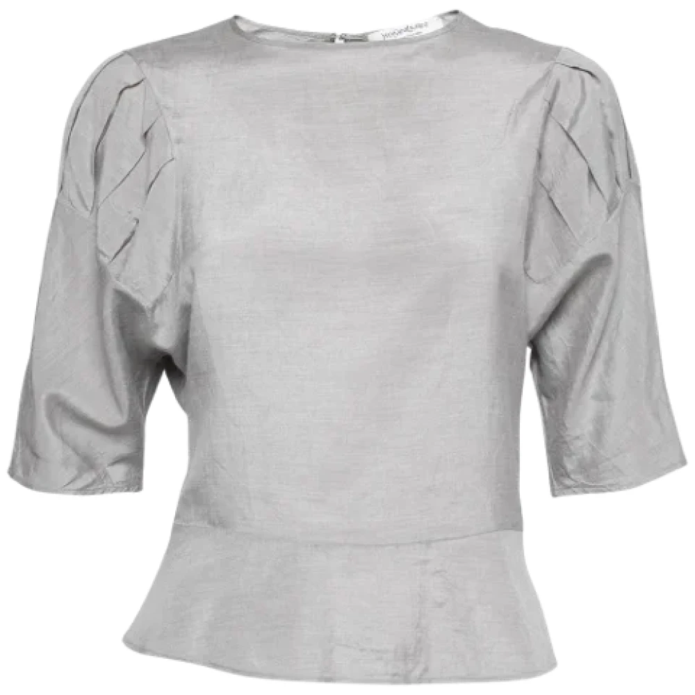 Yves Saint Laurent Vintage Pre-owned Silk tops Gray Dames