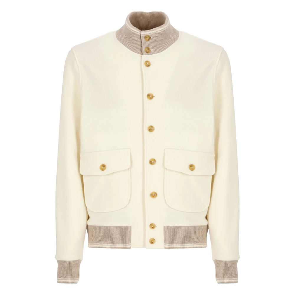 Lubiam Ivoor wollen jas met hoge hals Beige Heren
