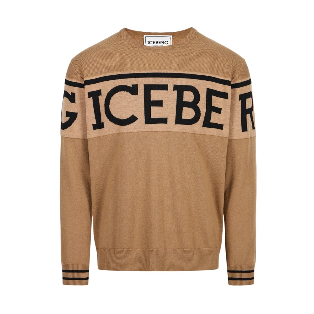 Iceberg Wollen trui met logo Beige Heren