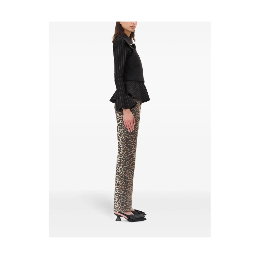 Ganni Luipaardprint Katoenmix Jeans Multicolor Dames