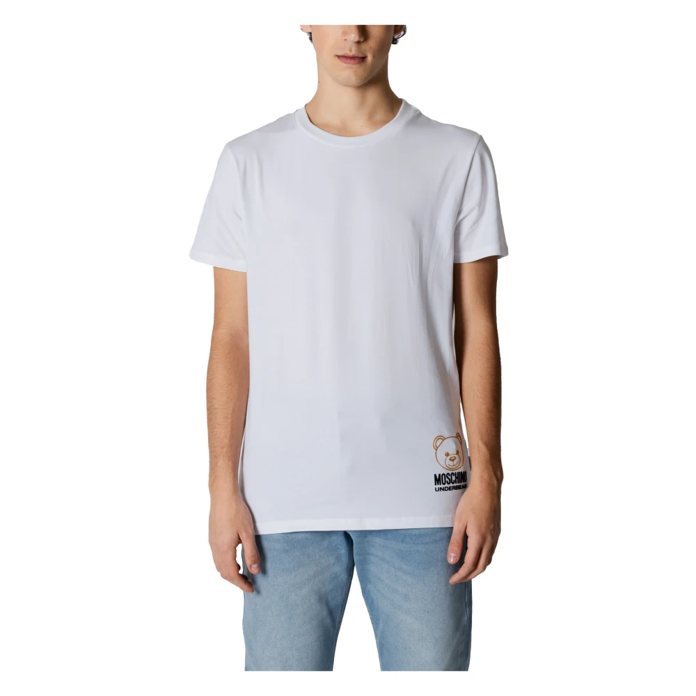 Moschino Wit Bedrukt Poloshirt White Heren