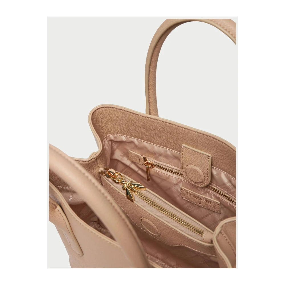 PATRIZIA PEPE Beige leren schoudertas met magnetische clip Beige Dames