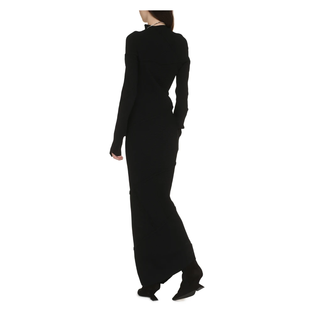 Balenciaga Geribbelde Gebreide Spiral Jurk Black Dames