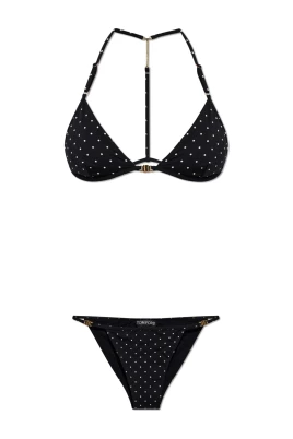 Prickig triangelbikini med T-detalj
