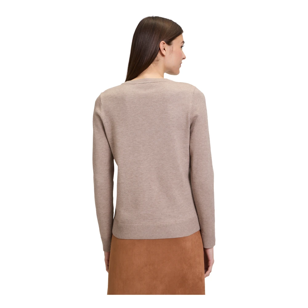 Betty Barclay Basis Gebreide Trui met Ronde Hals Beige Dames