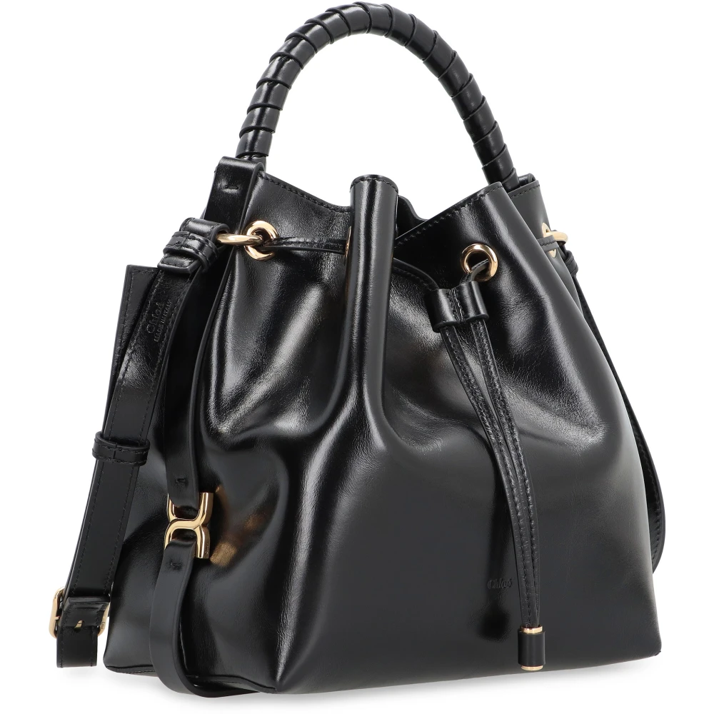 Chloé Leren Bucket Bag met Trekkoordsluiting Black Dames