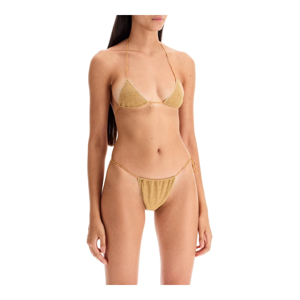 Oseree Glanzende Driehoekige Microkini Bikiniset Yellow Dames