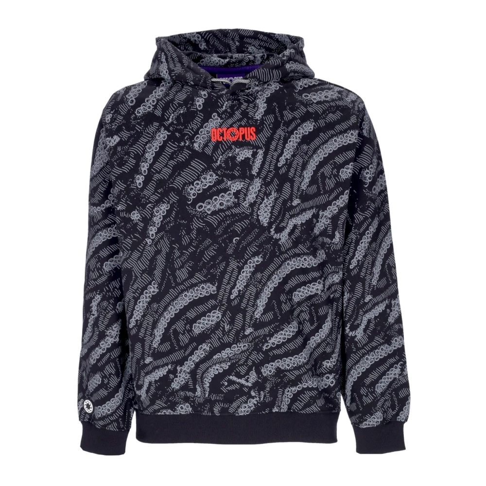 Octopus Zwarte Deco Hoodie met Tentakel Print Black Heren