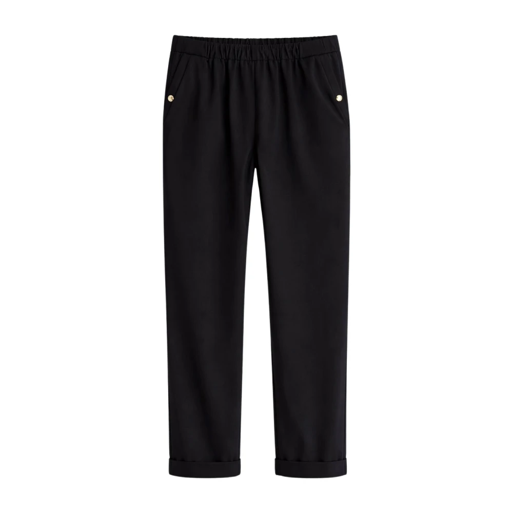 Liu Jo Vrouw Zwart Broeken Dames, Xl, Leer, Slim Broeken Met Manchetten
