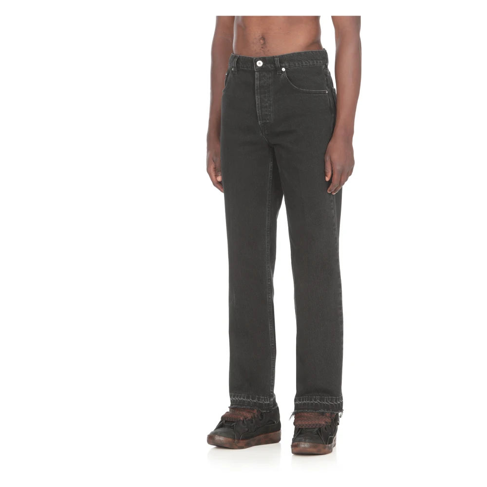 Lanvin Zwarte katoenen jeans met riemlussen Black Heren