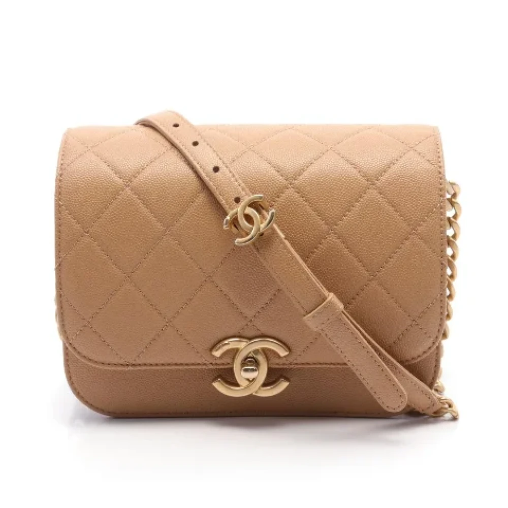 Chanel Vintage Pre-owned Leather crossbody-bags Beige Dames
