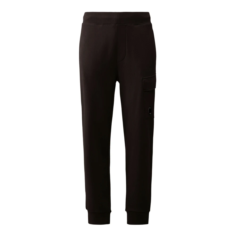C.p. Company Men's Black Sweatpants, L, Diagonal Raised Fleece Joggers