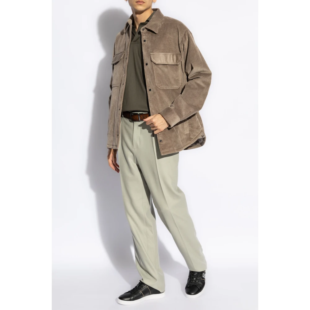 Emporio Armani Ribfluwelen jas Beige Heren