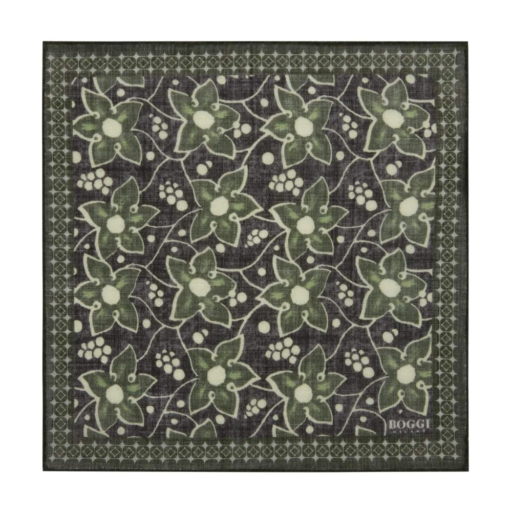 Boggi Milano Zakdoek van wol met bloemenprint Green Heren