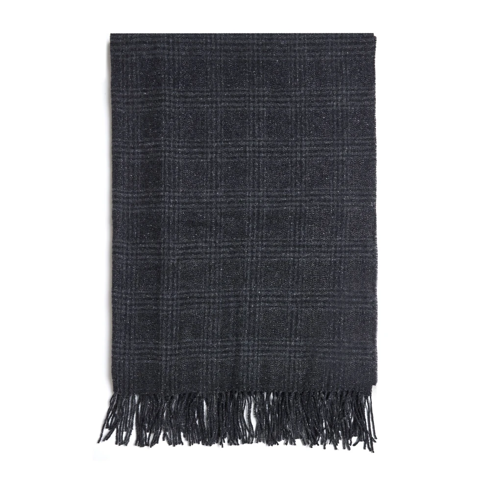 BRUNELLO CUCINELLI Grijs Geruite Gebreide Lamé Sjaal Gray Dames