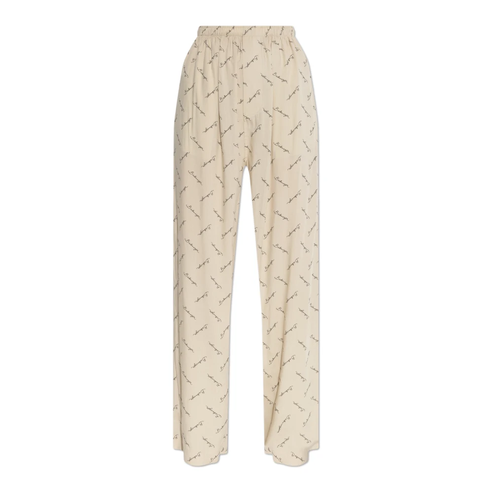 Balenciaga Licht Beige Zwarte Pyjamabroek Beige Dames