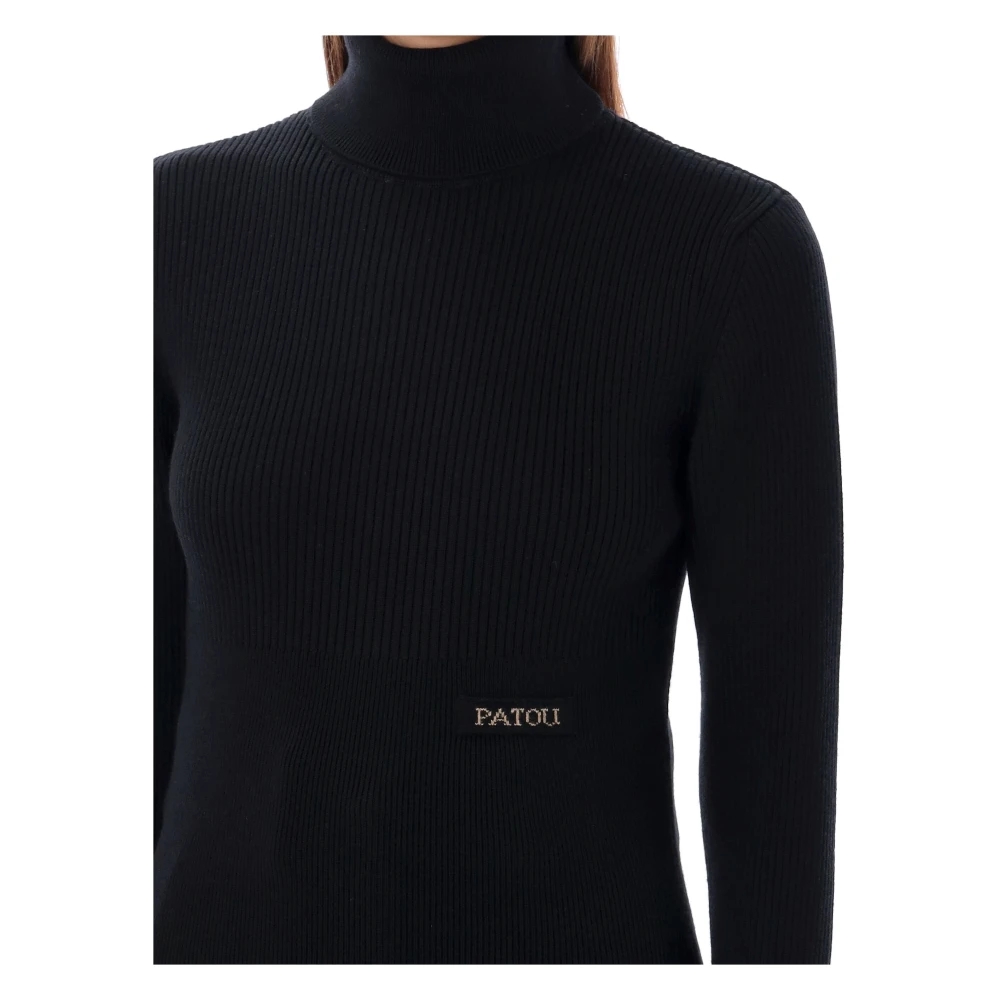 Patou Zwarte Gebreide Hoge Hals Trui Black Dames