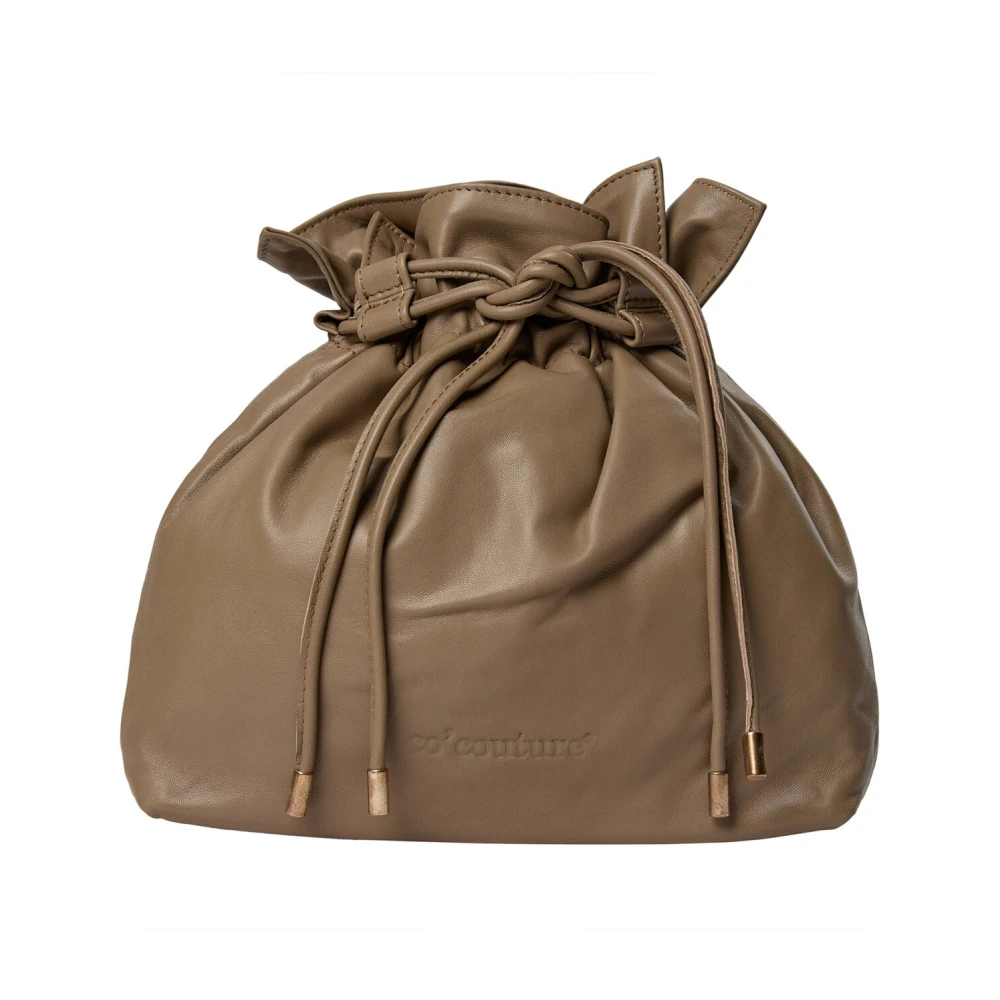 Co'Couture Mini Tie Tas in Kameel Leer Beige Dames