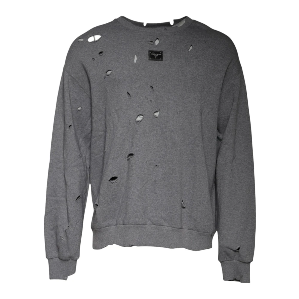 Dolce & Gabbana Grijze Katoenen Logo Crew Neck Sweater Gray Heren